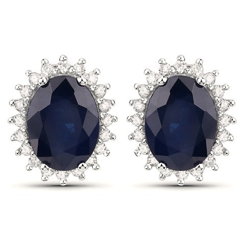 Blue Sapphire 14K White Gold Earrings (3.32 ct)