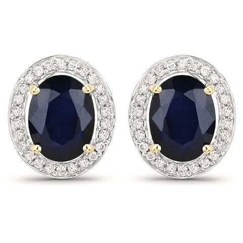 Blue Sapphire 14K Yellow Gold Earrings (4.14 ct)