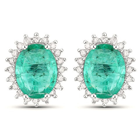 Zambian Emerald 14K White Gold Earrings (2.66 ct)