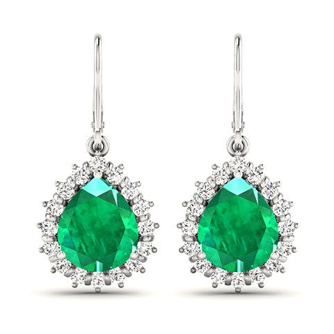 Zambian Emerald 14K White Gold Earrings (3.19 ct)