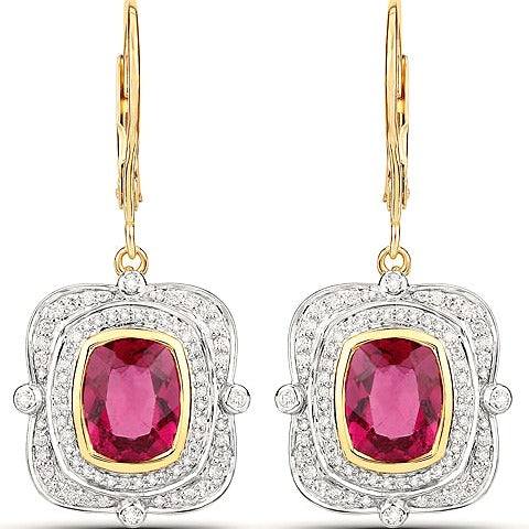 Rubellite 14K Yellow Gold Earrings