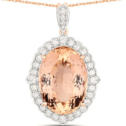 Morganite 14K Rose Gold Pendant (23.12 ct)