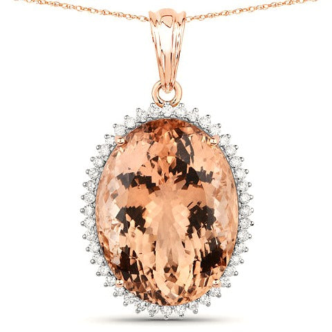 Morganite 14K Rose Gold Pendant (22.01 ct)