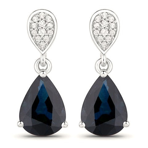 Blue Sapphire 14K White Gold Earrings (2.76 ct)