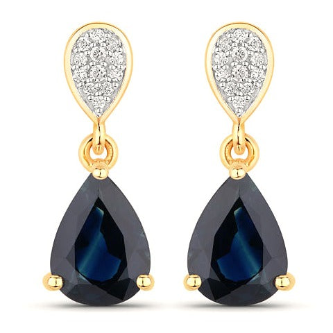 Blue Sapphire 14K Yellow Gold Earrings (2.76 ct)