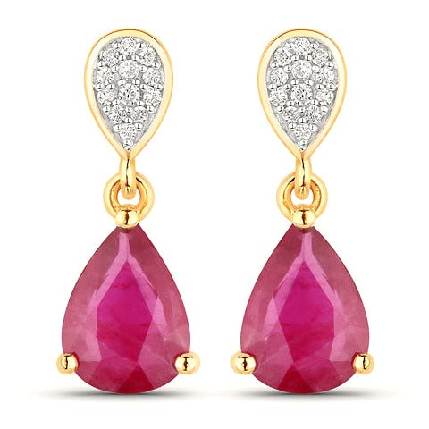 Ruby 14K Yellow Gold Earrings (2.46 ct)