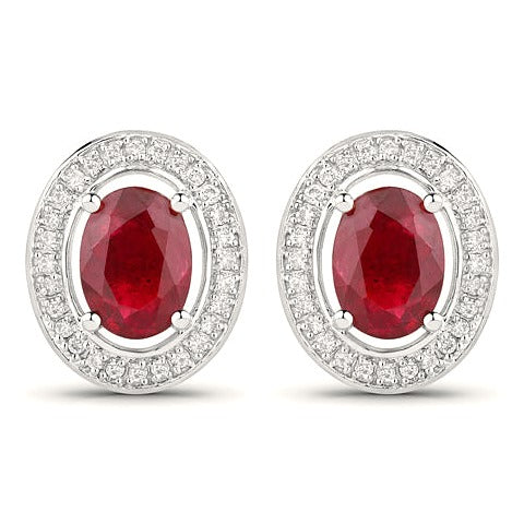 Ruby 14K White Gold Earrings (2.12 ct)