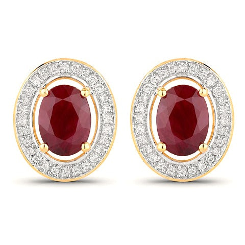 Ruby 14K Yellow Gold Earrings (2.12 ct)