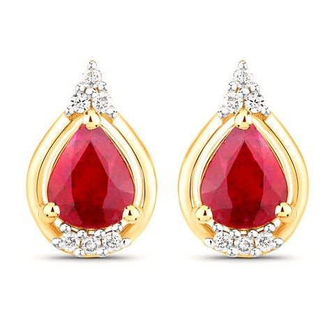 Ruby 14K Yellow Gold Earrings (1.36 ct)