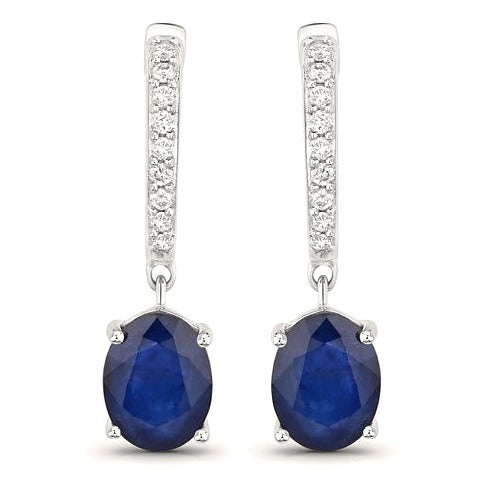 Blue Sapphire 14K White Gold Earrings (3.24 ct)