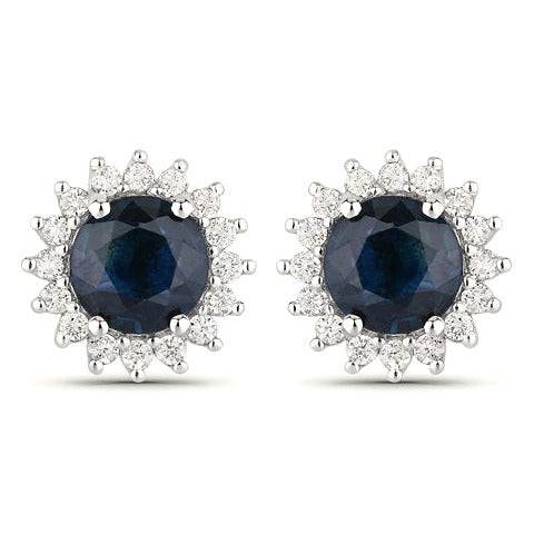 Blue Sapphire 14K White Gold Earrings (2.38 ct)