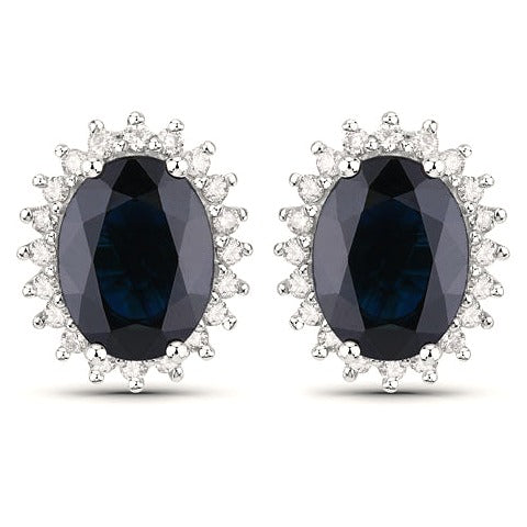 Blue Sapphire 14K White Gold Earrings (3.32 ct) Style B