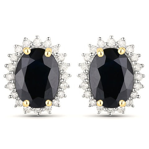 Blue Sapphire 14K Yellow Gold Earrings (3.32 ct) Style B