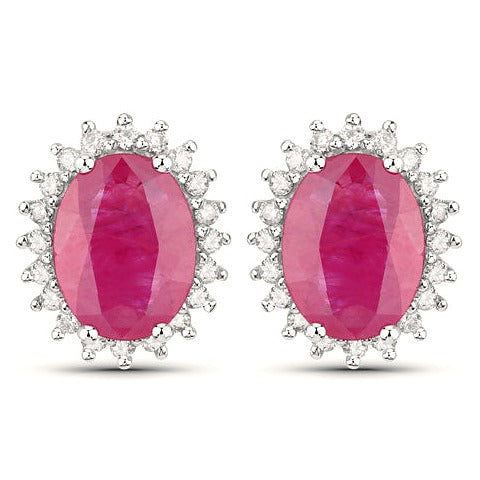 Ruby 14K White Gold Earrings (3.14 ct)