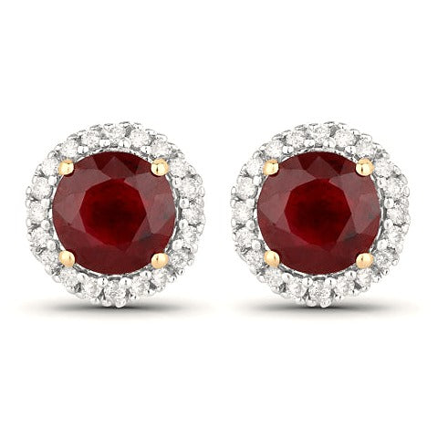 Ruby 14K Yellow Gold Earrings (2.14 ct)