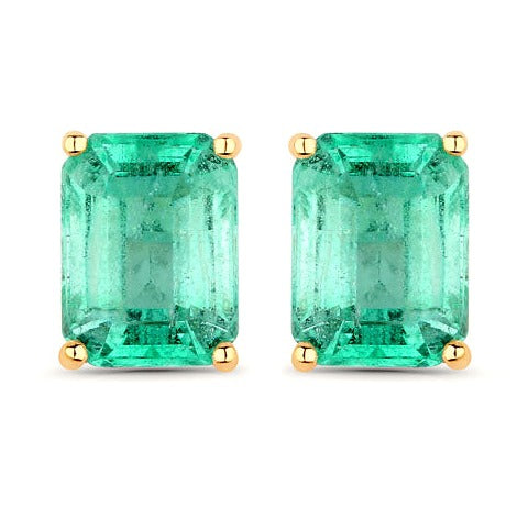 Ethiopian Emerald 14K Yellow Gold Earrings Style C