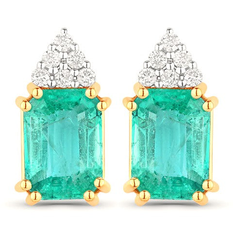 Ethiopian Emerald 14K Yellow Gold Earrings Style D