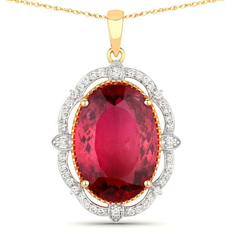 Rubellite 14K Yellow Gold Pendant Style D