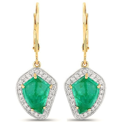 Colombian Emerald 14K Yellow Gold Earrings Style J