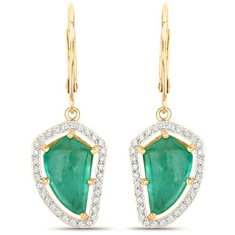 Colombian Emerald 14K Yellow Gold Earrings Style K