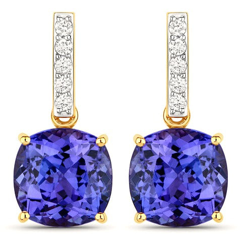 Tanzanite 14K Yellow Gold Earrings (5.64 ct)