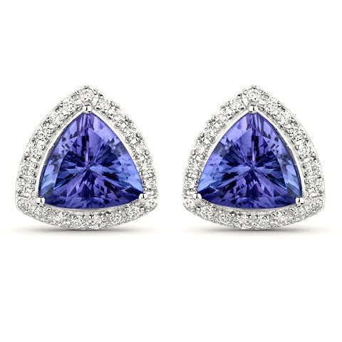 Tanzanite 14K White Gold Earrings (3.82 ct)