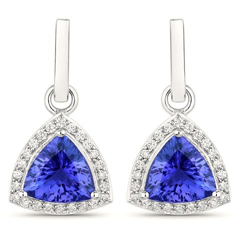 Tanzanite 14K White Gold Earrings (3.86 ct) Style B