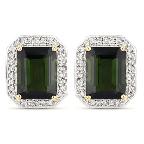 Green Tourmaline 14K Yellow Gold Earrings Style E