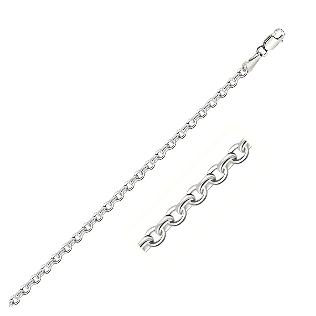 14K White Gold Diamond Cut Cable Link Chain (10.4g) | BIJOLINA