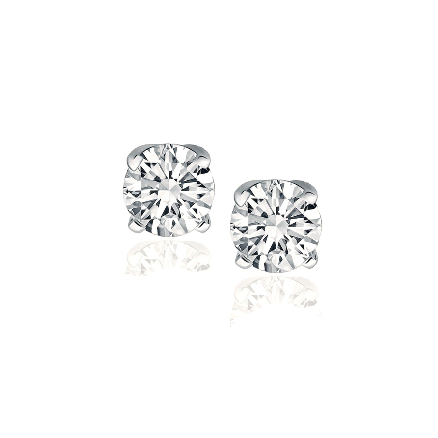 14k White Gold Diamond Four Prong Stud Earrings (1 cttw) | BIJOLINA
