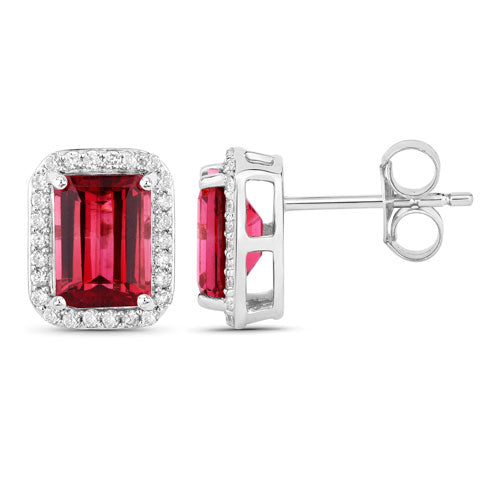 Rubellite 14K White Gold Earrings Style C