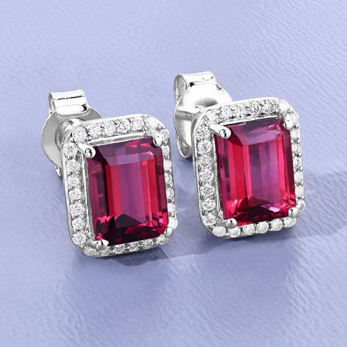 Rubellite 14K White Gold Earrings Style C