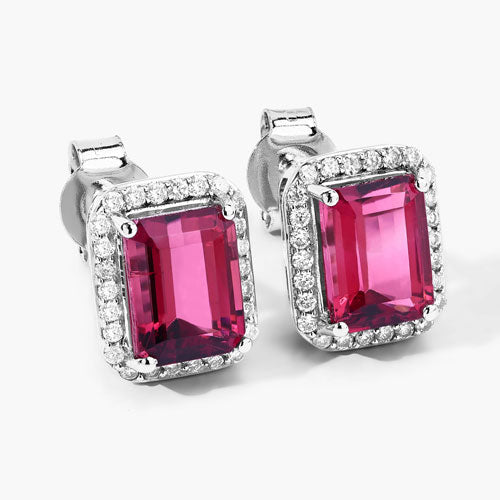 Rubellite 14K White Gold Earrings Style C