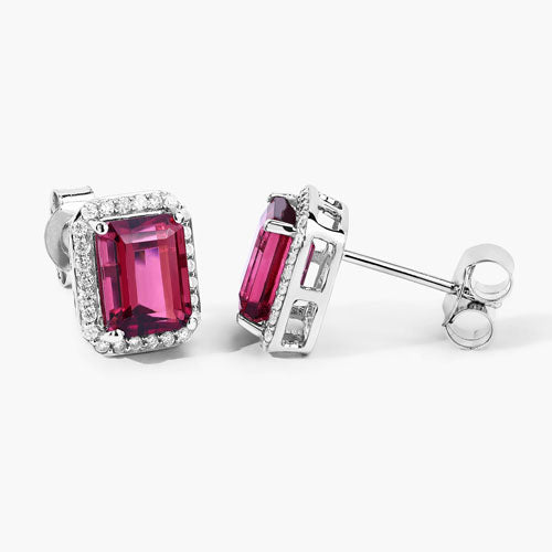 Rubellite 14K White Gold Earrings Style C
