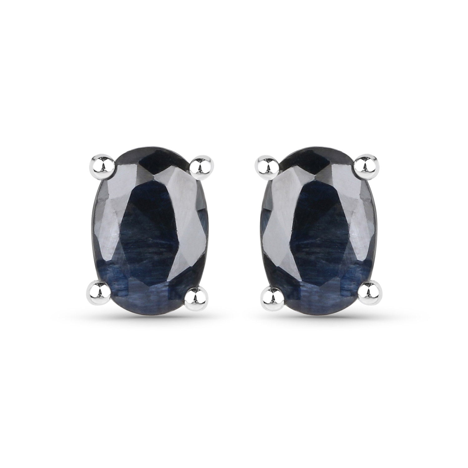 Blue Sapphire 14K White Gold Earrings (1.90 ct) - gallery