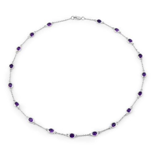 Amethyst Sterling Silver Necklace Style B