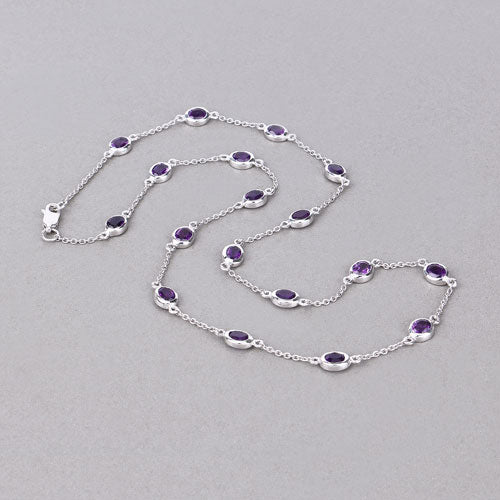 Amethyst Sterling Silver Necklace Style B