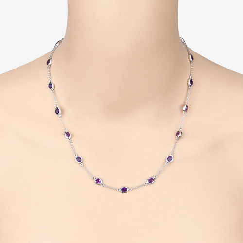Amethyst Sterling Silver Necklace Style B