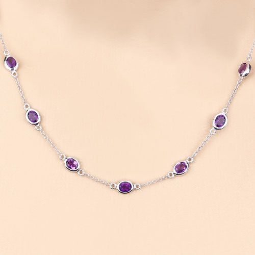 Amethyst Sterling Silver Necklace Style B