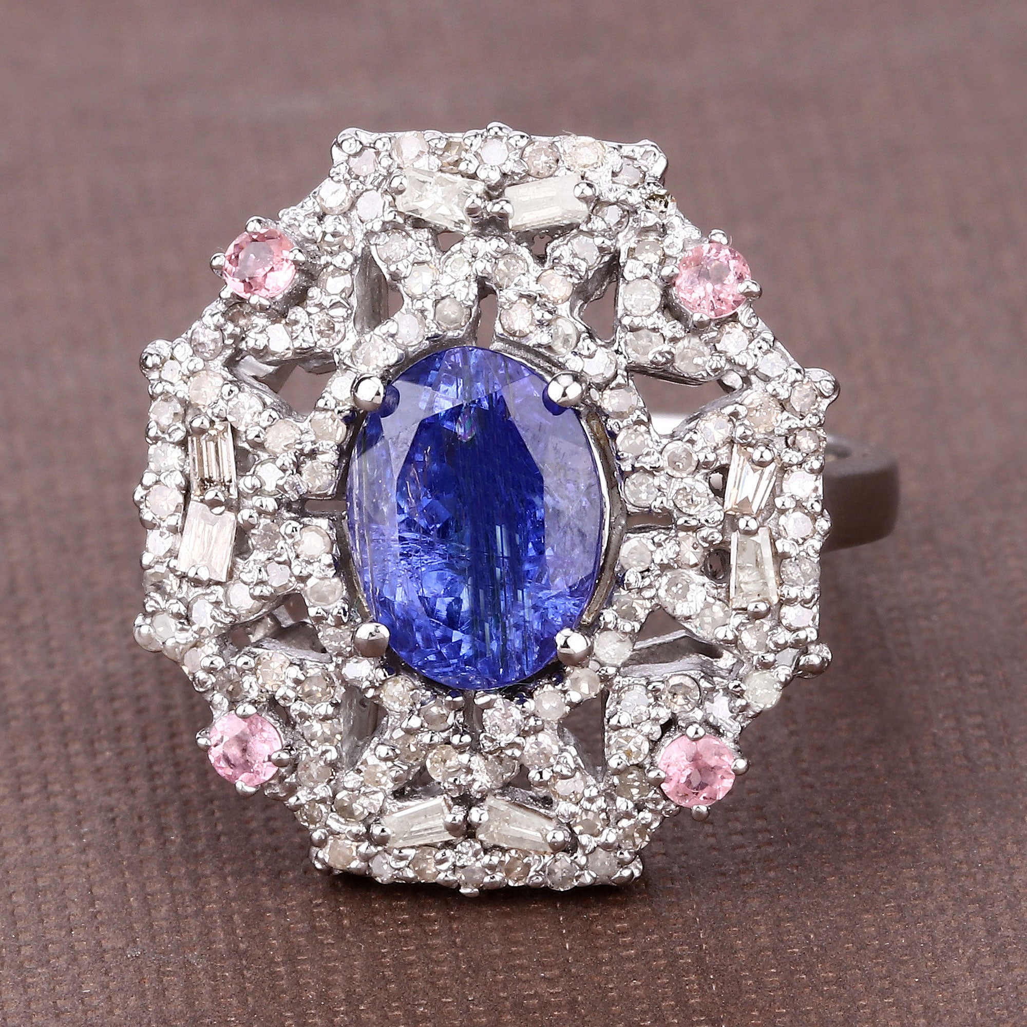 Pink Tourmaline, Kyanite Sterling Silver Ring - view1
