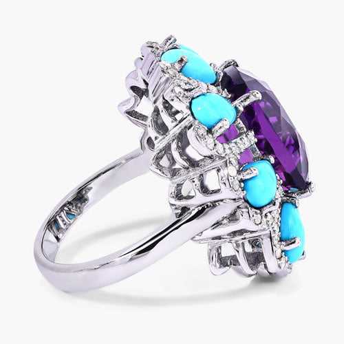 Amethyst, Turquoise Sterling Silver Ring