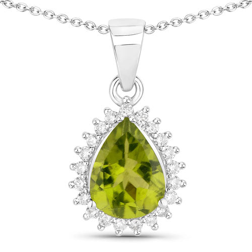 Peridot & Diamond Sterling Silver Pendant Style B