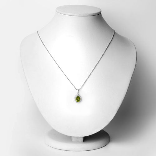 Peridot & Diamond Sterling Silver Pendant Style B