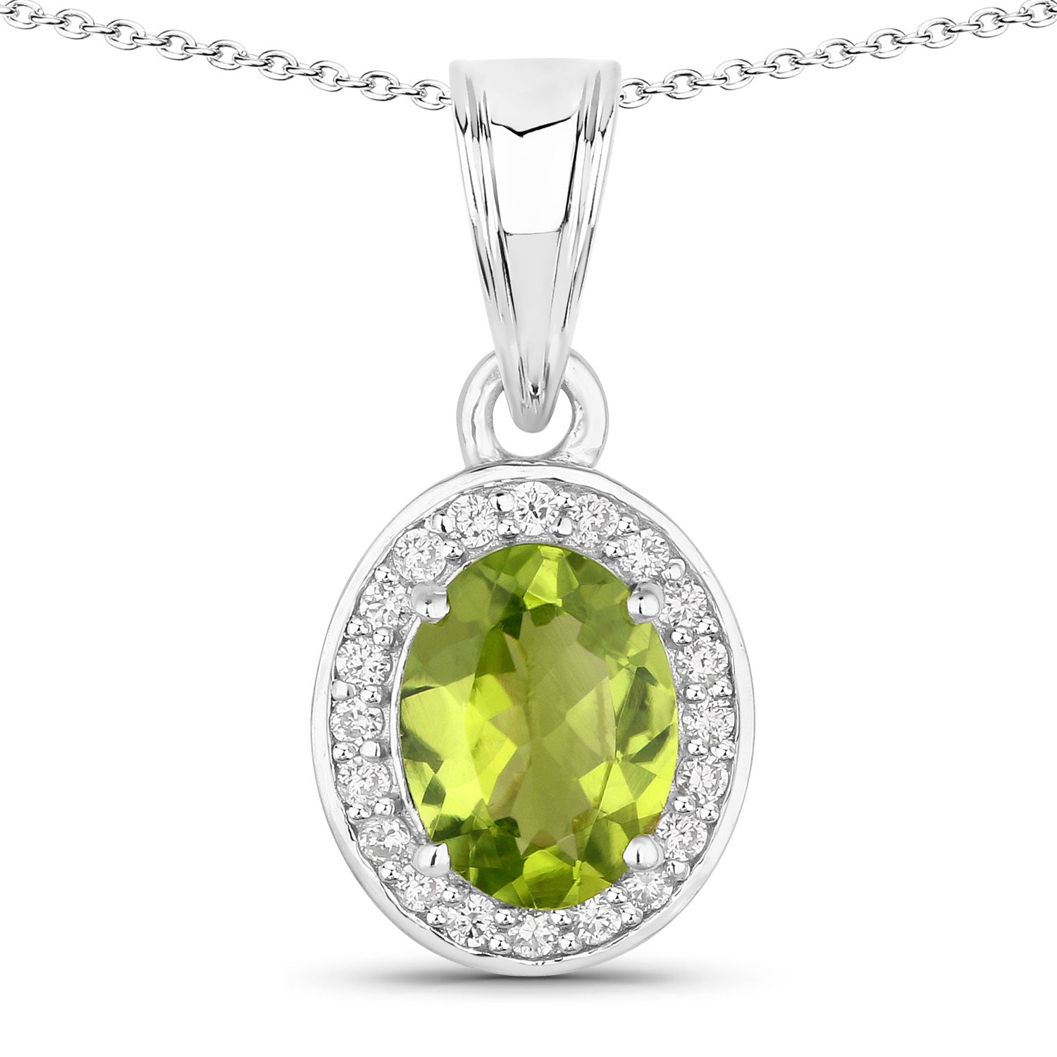 Peridot & Diamond Sterling Silver Pendant - gallery