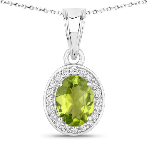 Peridot & Diamond Sterling Silver Pendant