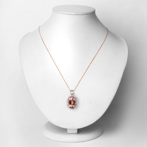 Morganite 14K Rose Gold Pendant (16.40 ct)