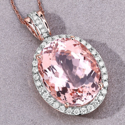Morganite 14K Rose Gold Pendant (16.40 ct)