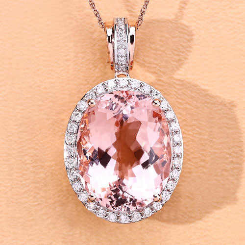 Morganite 14K Rose Gold Pendant (16.40 ct)