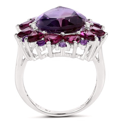 Amethyst & Rhodolite Sterling Silver Ring (11.22 ct)