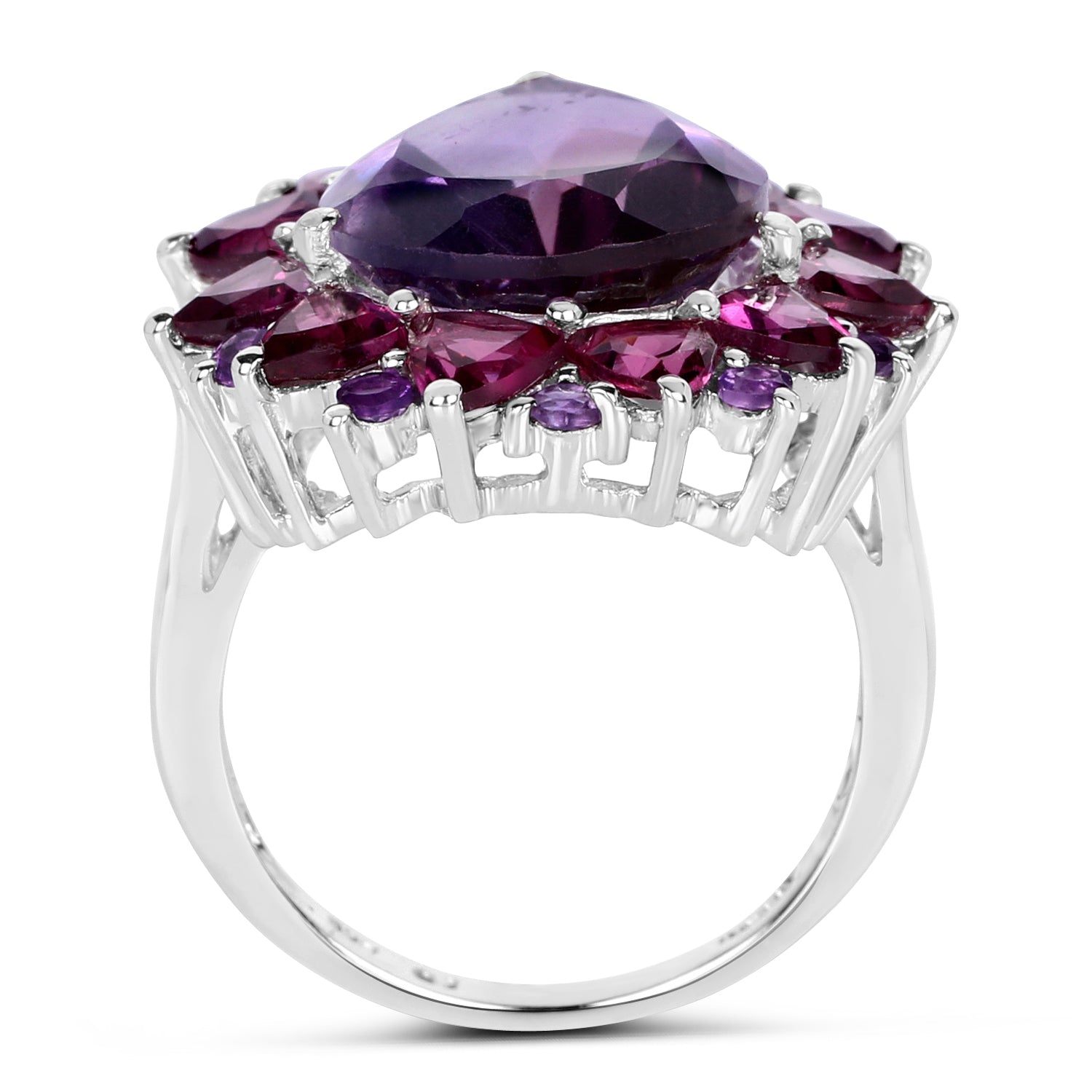 Amethyst & Rhodolite Sterling Silver Ring (11.22 ct) - view1